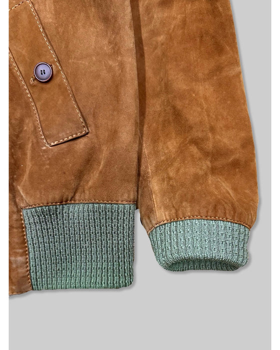 British Dark Brown Suede Leather Jacket (L)