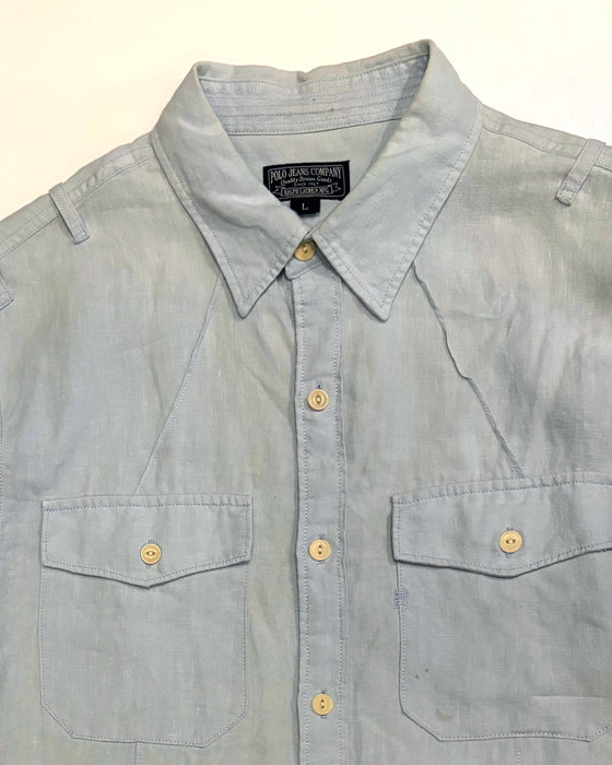 Polo Ralph Lauren Blue Linen Shirt (L)