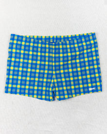  Blue and Yellow Checkered Swimming Shorts (W34)