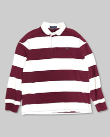  White and Burgundy Polo Ralph Lauren Rugby Shirt (XXL)