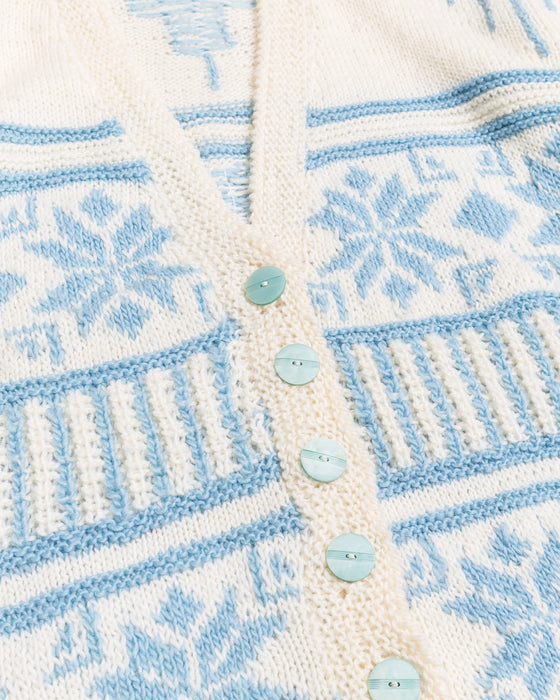 Light Blue Pattern Knitted Cardigan (L)