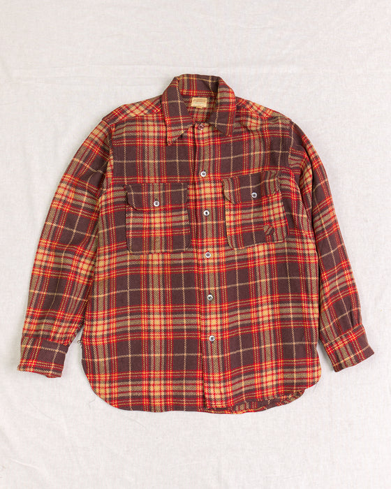 Cascade Orange Brown Checkered Flannel (M)