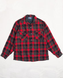  Pendleton Flannel Shirt Red and Grey Check (M)